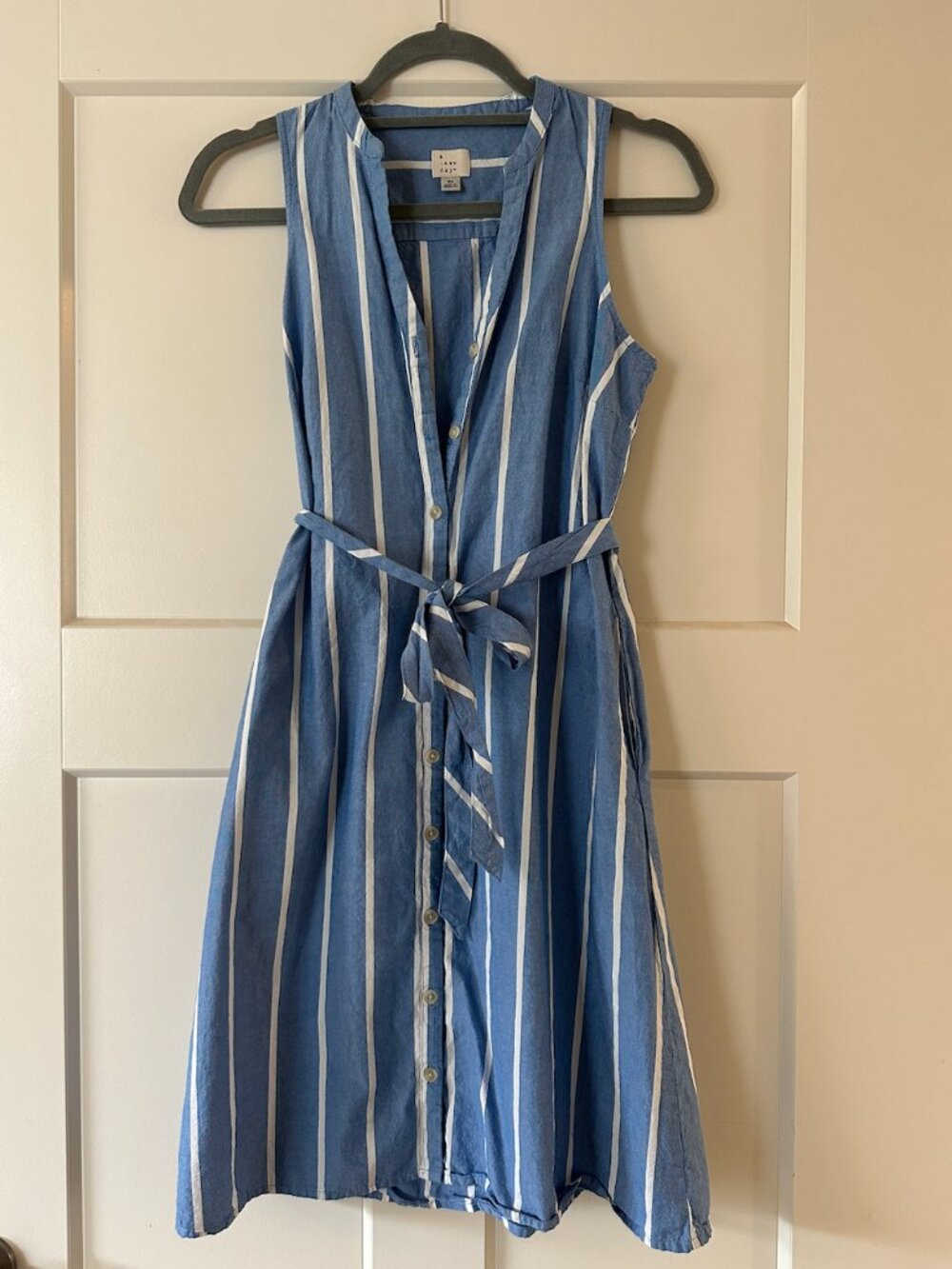 A New Day Blue & White Striped Tank Midi Dress